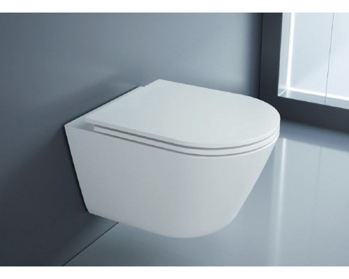 Унитаз подвесной безободковый со смывом Торнадо с сиденьем CEZARES LINER-TOR 49 см CZR-38083-49-TH-TOR/SC