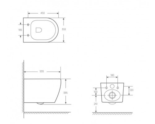 Унитаз подвесной безободковый с сиденьем и смывом TORNADO BelBagno UNIQUE BB007CH-TOR/SC