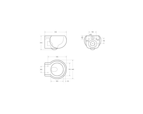 Унитаз подвесной безободковый с сиденьем и смывом TORNADO CEZARES GRANDE CZR-308-TH-TOR/SC