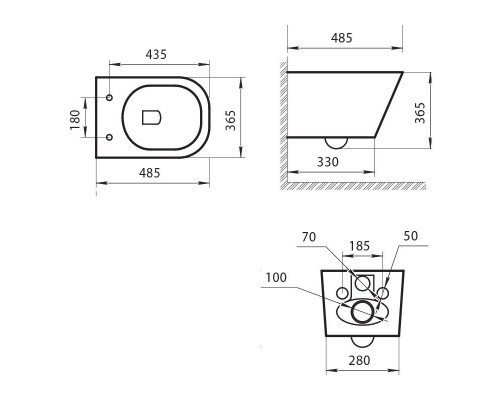 Унитаз подвесной безободковый с сидением Art&Max OVALE AM011CHR-MB/SC
