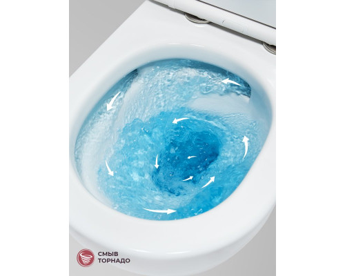 Унитаз подвесной безободковый с сиденьем и смывом TORNADO CEZARES STYLUS-TOR 2.0 CZR-546-TH-TOR/SC