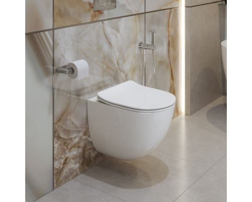 Унитаз подвесной безободковый с сиденьем и смывом TORNADO BelBagno AMANDA-TOR BB051CH-TOR-FC/SC