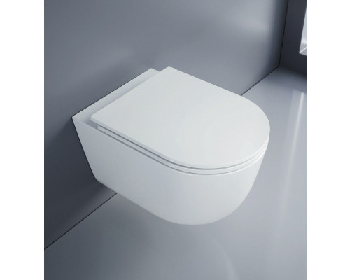 Унитаз подвесной безободковый со смывом Торнадо с сиденьем CEZARES RELAX-TOR 53 см CZR-3806-53-TH-TOR/SC