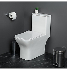 Унитаз-моноблок с сиденьем дюропласт soft close, P-trap BelBagno NEON BB8617CPR-MN/SC