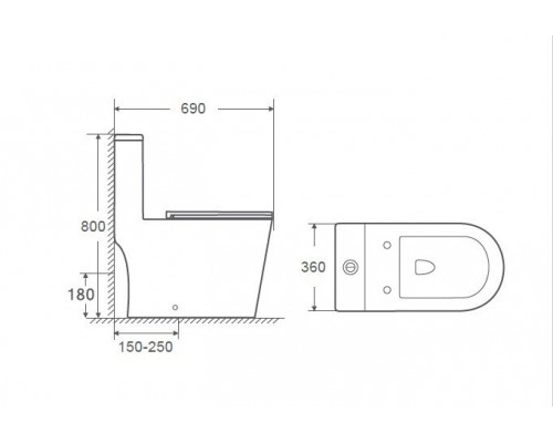 Унитаз-моноблок со смывом TORNADO с сиденьем  soft close BelBagno TRE-TOR BB673CP-MN-TOR/SC