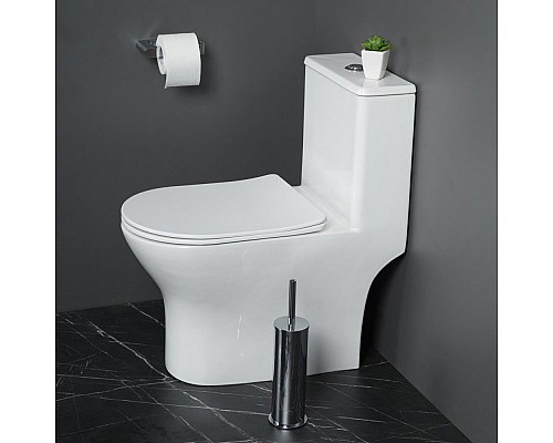 Унитаз-моноблок с сиденьем дюропласт soft close, P-trap BelBagno LOUNGE BB8618CPR-MN/SC