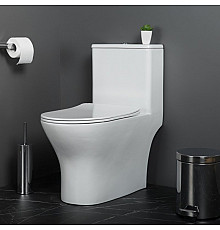 Унитаз-моноблок с сиденьем дюропласт soft close, P-trap BelBagno LOUNGE BB8618CPR-MN/SC