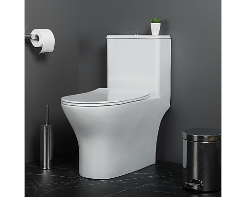 Унитаз-моноблок с сиденьем дюропласт soft close, P-trap BelBagno LOUNGE BB8618CPR-MN/SC