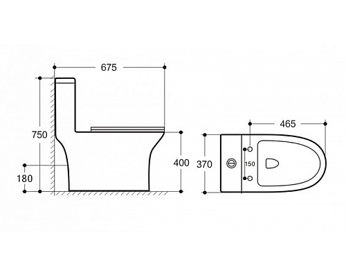 Унитаз-моноблок с сиденьем дюропласт soft close, P-trap BelBagno LOUNGE BB8618CPR-MN/SC