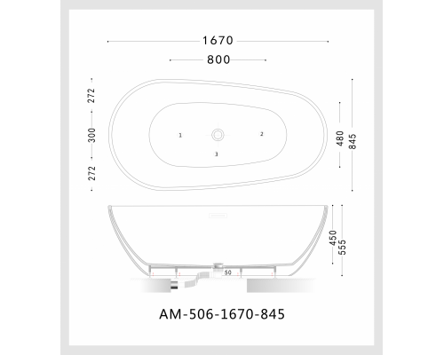 Акриловая ванна Art&Max AM-506-1670-845