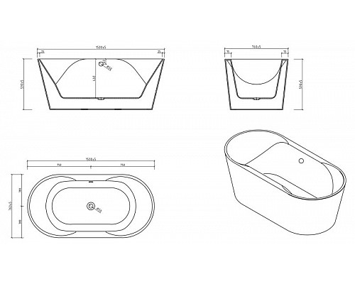 Акриловая ванна BelBagno BB200-1500-750