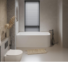 Акриловая ванна BelBagno BB712-1600-730-L, 160x73 см, левая, пристенная, белая, асимметричная, на ножках, со сливом-переливом, с донным клапаном