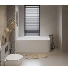 Акриловая ванна BelBagno BB712-1600-730-L, 160x73 см, левая, пристенная, белая, асимметричная, на ножках, со сливом-переливом, с донным клапаном