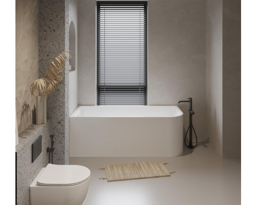 Акриловая ванна BelBagno BB712-1600-730-L, 160x73 см, левая, пристенная, белая, асимметричная, на ножках, со сливом-переливом, с донным клапаном