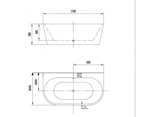 Акриловая ванна пристенная Art&Max AM-206A-1700-800