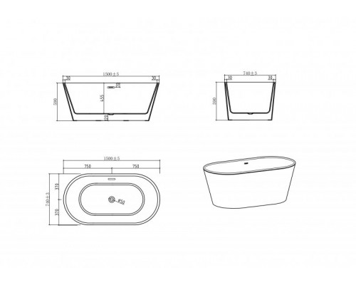 Акриловая ванна BelBagno BB202-1500-750