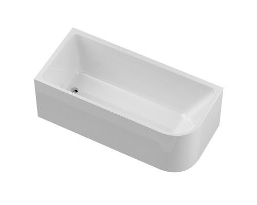 Акриловая ванна BelBagno BB712-1600-730-L, 160x73 см, левая, пристенная, белая, асимметричная, на ножках, со сливом-переливом, с донным клапаном