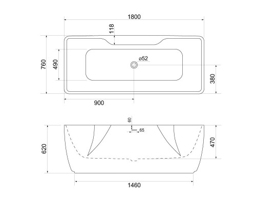 Акриловая ванна отдельностоящая BelBagno BB110-180-76