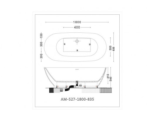 Акриловая ванна Art&Max AM-527-1800-835