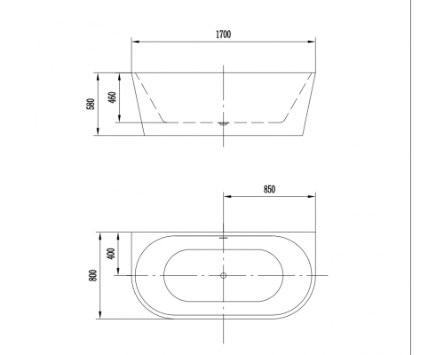 Акриловая ванна Art&Max AM-206-1700-800 пристенная