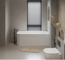 Акриловая ванна BelBagno BB712-1600-730-R 160x73 см, правая, пристенная, белая, асимметричная, на ножках, со сливом-переливом, с донным клапаном