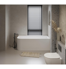 Акриловая ванна BelBagno BB712-1600-730-R 160x73 см, правая, пристенная, белая, асимметричная, на ножках, со сливом-переливом, с донным клапаном