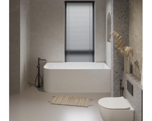 Акриловая ванна BelBagno BB712-1600-730-R 160x73 см, правая, пристенная, белая, асимметричная, на ножках, со сливом-переливом, с донным клапаном