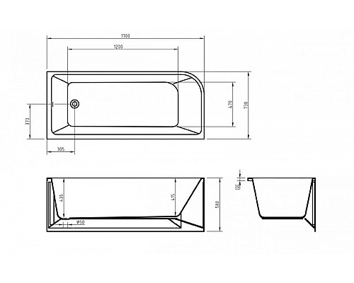 Пристенная прямоугольная акриловая ванна со сливом-переливом BelBagno BB712-1700-730-R правосторонняя