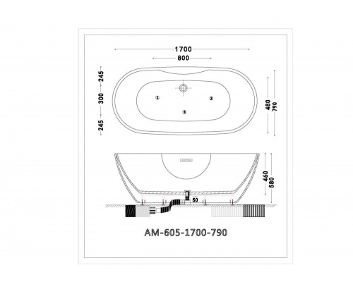 Акриловая ванна Art&Max AM-605-1700-790