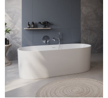 Отдельностоящая, овальная акриловая ванна в комплекте со сливом-переливом BelBagno BB705-1700-800