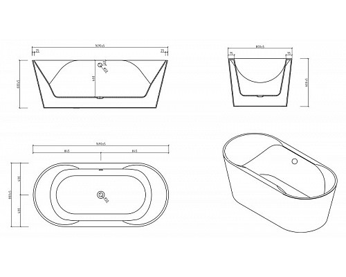 Акриловая ванна BelBagno BB200-1700-800-NERO