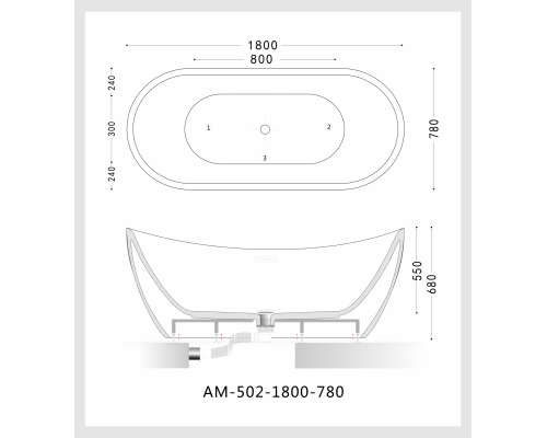 Акриловая ванна Art&Max AM-502-1800-780