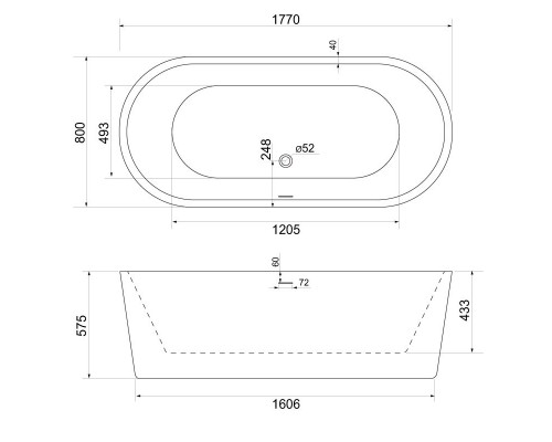 Акриловая ванна отдельностоящая BelBagno BB109-177-80
