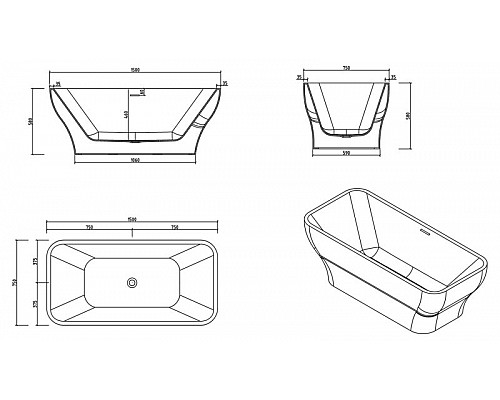 Акриловая ванна BelBagno BB73-1500-750