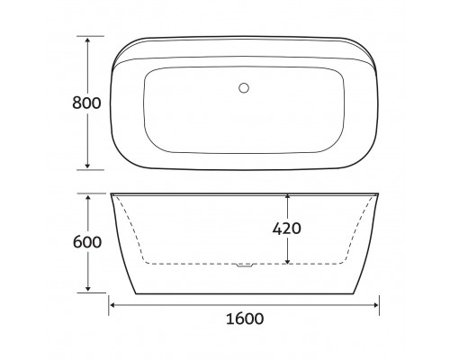 Акриловая ванна пристенная Art&Max AM-316-1600-800