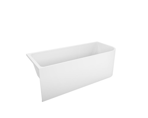 Акриловая ванна BelBagno BB712-1600-730-L, 160x73 см, левая, пристенная, белая, асимметричная, на ножках, со сливом-переливом, с донным клапаном