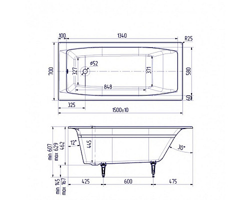 Купить Ванна чугунная Delice Repos 150х70 DLR220507 в магазине сантехники Santeh-Crystal.ru