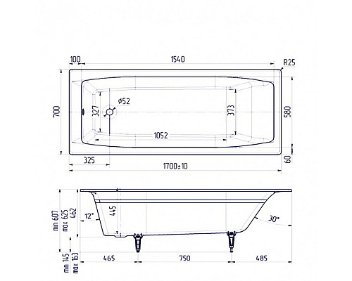 Заказать Ванна чугунная Delice Repos 170х70 DLR220508 в магазине сантехники Santeh-Crystal.ru