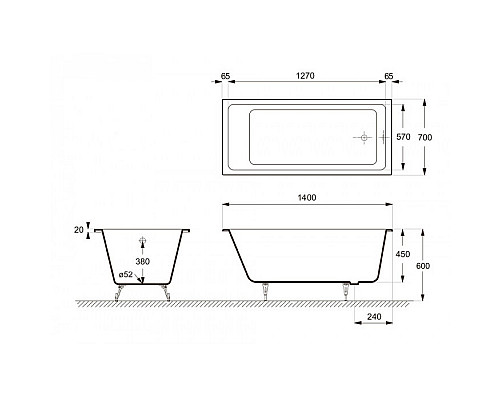 Приобрести Ванна чугунная Delice Level 140х70 DLR230618 в магазине сантехники Santeh-Crystal.ru