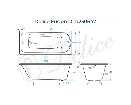 Ванна чугунная Delice Fusion 170х70 DLR230647 Ванна чугунная Delice Fusion 170х70 DLR230647