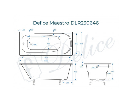 Ванна чугунная Delice Maestro 200х85 DLR230646