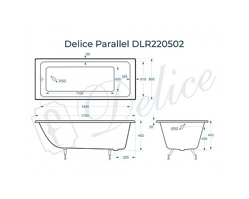 Ванна чугунная Delice Parallel 170х80 DLR220502