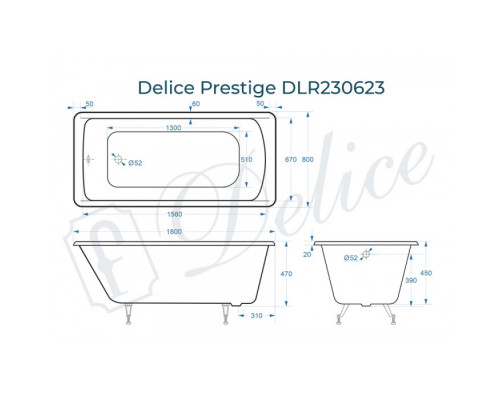 Ванна чугунная Delice Prestige 180х80 DLR230623