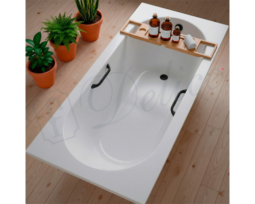 Ванна из литьевого мрамора Delice Bravo 170х70 глянцевая с черными ручками DLR330034RB-G