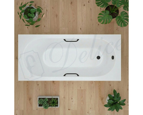 Ванна из литьевого мрамора Delice Bravo 180х75 матовая с черными ручками DLR330038RB-M