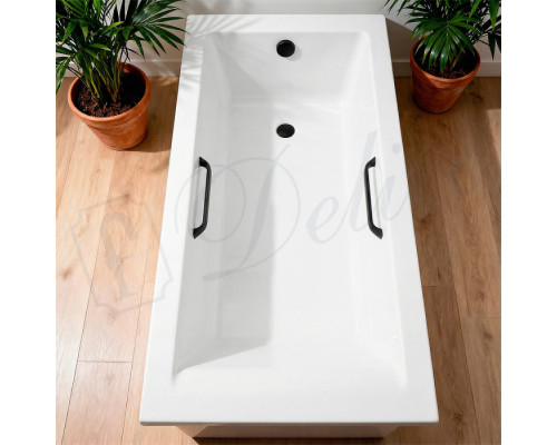 Ванна из литьевого мрамора Delice Diapason 150х70 глянцевая с черными ручками DLR330003RB-G