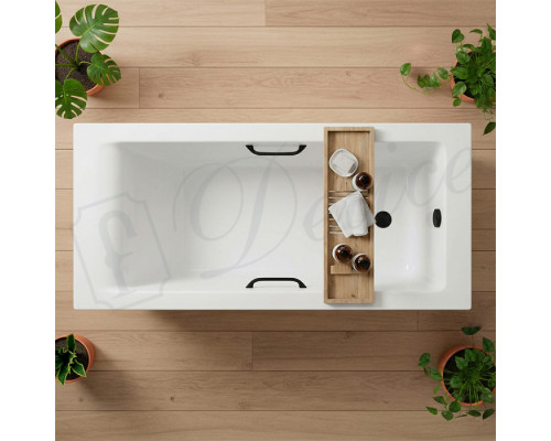 Ванна из литьевого мрамора Delice Diapason 160х70 глянцевая с черными ручками DLR330004RB-G