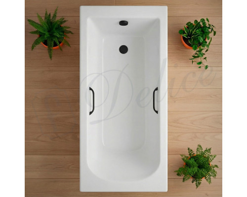 Ванна из литьевого мрамора Delice Scandi 175х70 глянцевая с черными ручками DLR330028RB-G