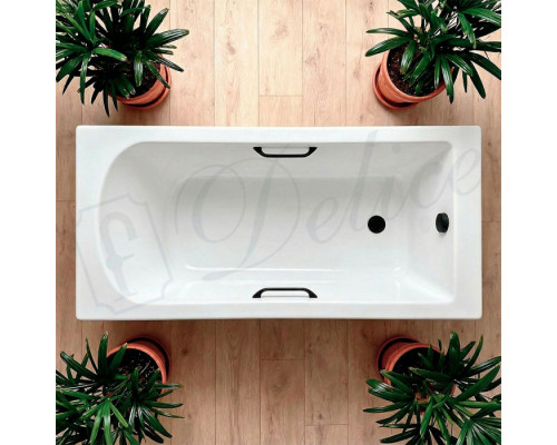 Ванна из литьевого мрамора Delice Scandi 180х70 глянцевая с черными ручками DLR330029RB-G