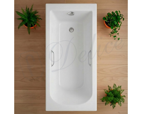 Ванна из литьевого мрамора Delice Scandi 180х80 глянцевая с ручками Хром DLR330031R-G